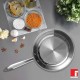 BERGNER Argent TriPly 20 cm Frypan/Steel Pan, Scratch Resistant, for Spice Tempering/Seasoning, Stay Cool Long Handle, Mirror Finish, Induction Ready, 
