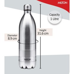 Milton Duo DLX 1000 Thermosteel 24 Hours Hot and Cold Water Bottle, 1 Litre, Silver Milton Duo DLX 1000 Thermosteel 24 Hours Hot and Cold Water Bottle, 1 Litre, Silver