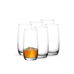 Ocean Ivory Hi Ball whiskey Glass Set, 370ml, Set of 6, Transparent