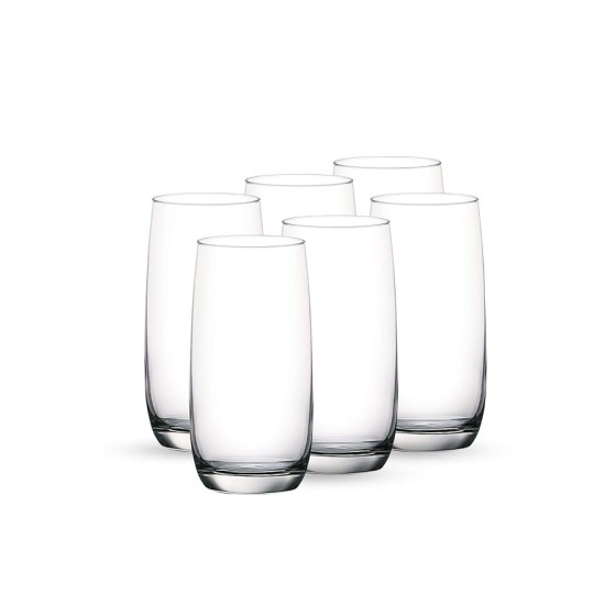 Ocean Ivory Hi Ball whiskey Glass Set, 370ml, Set of 6, Transparent
