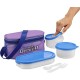 MILTON Double Decker Plastic Lunch Box with Insulated Jacket, 3 Containers (450 ml, 280 ml, 280 ml), Microwavable & Leak-Proof Tiffin for Office, School, College, Purple MILTON Double Decker Plastic Lunch Box with Insulated Jacket, 3 Containers (450 ml, 280 ml, 280 ml), Microwavable & Leak-Proof Tiffin for Office, School, College, Purple