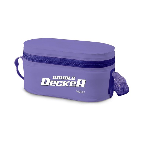 MILTON Double Decker Plastic Lunch Box with Insulated Jacket, 3 Containers (450 ml, 280 ml, 280 ml), Microwavable & Leak-Proof Tiffin for Office, School, College, Purple MILTON Double Decker Plastic Lunch Box with Insulated Jacket, 3 Containers (450 ml, 280 ml, 280 ml), Microwavable & Leak-Proof Tiffin for Office, School, College, Purple