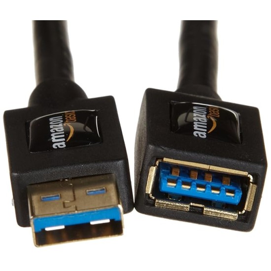 USB-A 3.0 Extension Cable, 4.8Gbps High-Speed, Male to Female Gold-Plated Connectors, 6.5 Foot, Black