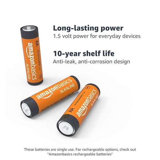 AmazonBasics AA Performance Alkaline Non-Rechargeable Batteries (8-Pack) - Appearance May Vary
