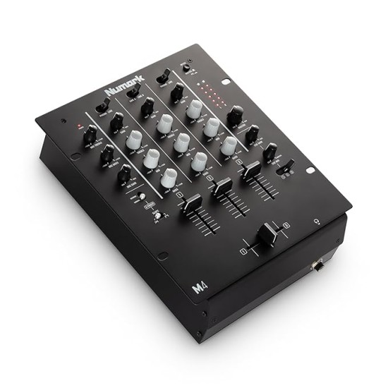Numark M4 |3-Channel Rack Mountable Scratch DJ Mixer, Combo Jack Connection, with 3-Band EQ, Club-Ready Inputs, Mic Input and Reverse/Slope Controls, Black
