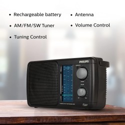 Philips Radio DL225/94 with MW/SW/FM Bands,450mW RMS Sound output Battery:3xR20 battery and 4.5V DC Socket1 Philips Radio DL225/94 with MW/SW/FM Bands,450mW RMS Sound output Battery:3xR20 battery and 4.5V DC Socket1