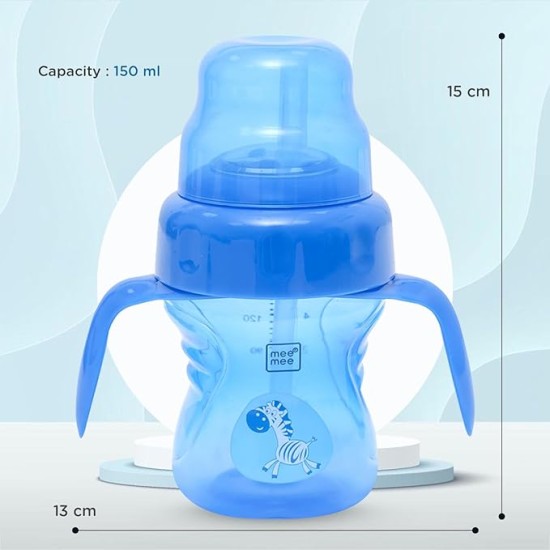 Mee Mee Anti Spill, Interchangeable Sipper/Sippy Cup 150ml with Soft Silicone Spout and Straw BPA Free, 6m+ (Blue) Mee Mee Anti Spill, Interchangeable Sipper/Sippy Cup 150ml with Soft Silicone Spout and Straw BPA Free, 6m+ (Blue)