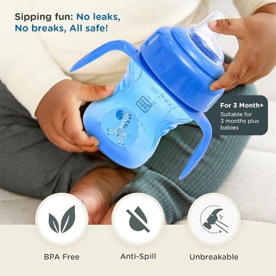 Mee Mee Anti Spill, Interchangeable Sipper/Sippy Cup 150ml with Soft Silicone Spout and Straw BPA Free, 6m+ (Blue) Mee Mee Anti Spill, Interchangeable Sipper/Sippy Cup 150ml with Soft Silicone Spout and Straw BPA Free, 6m+ (Blue)