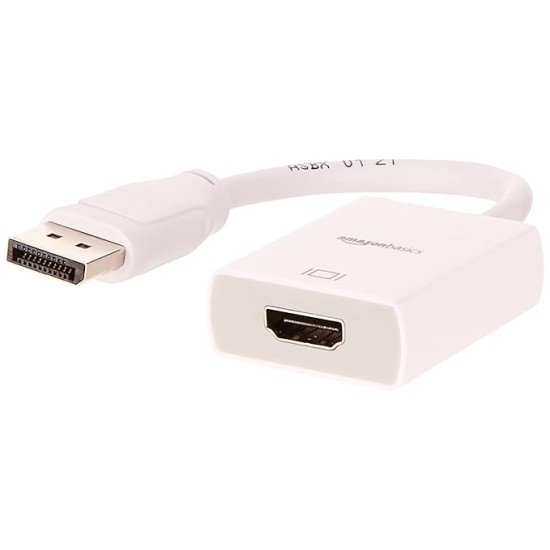 DisplayPort (not USB) as input to HDMI Adapter as output Cable (Uni-directional cable: This cable does not support HDMI input to DisplayPort output) DisplayPort (not USB) as input to HDMI Adapter as output Cable (Uni-directional cable: This cable does not support HDMI input to DisplayPort output)