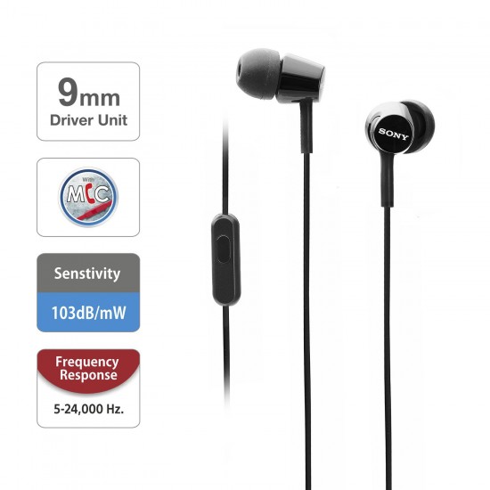Sony MDR-EX150AP Wired In Ear Headphone with Mic (Black) Sony MDR-EX150AP Wired In Ear Headphone with Mic (Black)