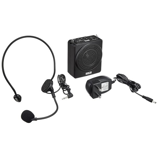 Ahuja Portable PA Neckband System NBA-20Dp Rechargeable with 1 Neckband Mic with USB and SD Card Input, Black, 340gms