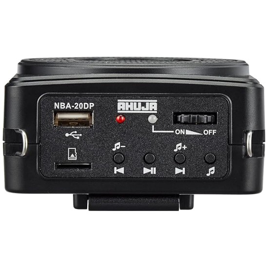 Ahuja Portable PA Neckband System NBA-20Dp Rechargeable with 1 Neckband Mic with USB and SD Card Input, Black, 340gms