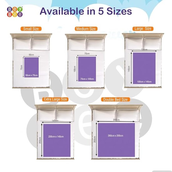 BeyBee Cotton Waterproof Quick Dry Sheet for Baby| Bed Pad Anti-Piling Fleece Extra Absorbent Washable Matress Protector| Baby Bed Protector Sheet for Toddler Children, Large Size, 140X100Cm, Voilet