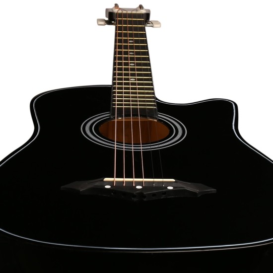 Juârez Acoustic Guitar, 38 Inch Cutaway, 038C with Bag, Strings, Pick and Strap, Black Juârez Acoustic Guitar, 38 Inch Cutaway, 038C with Bag, Strings, Pick and Strap, Black
