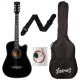 Juârez Acoustic Guitar, 38 Inch Cutaway, 038C with Bag, Strings, Pick and Strap, Black Juârez Acoustic Guitar, 38 Inch Cutaway, 038C with Bag, Strings, Pick and Strap, Black