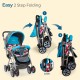 LuvLap Sunshine Baby Stroller/Pram For 0 To 3 Years, New Born/Toddler/Kid, 5 Point Safety Harness, Adjustable Backrest, 360? Swivel Wheel, Large Storage Basket, Reversible Handlebar (Teal)