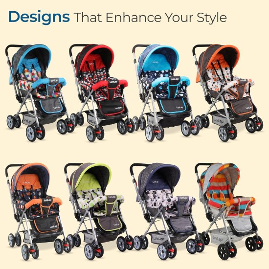 LuvLap Sunshine Baby Stroller/Pram For 0 To 3 Years, New Born/Toddler/Kid, 5 Point Safety Harness, Adjustable Backrest, 360? Swivel Wheel, Large Storage Basket, Reversible Handlebar (Teal)