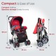 LuvLap Sunshine Baby Stroller/Pram for 0 to 3 Years, New Born/Toddler/Kid, 5 Point Safety Harness, Adjustable backrest, 360° Swivel Wheel, Large Storage Basket, Reversible Handlebar (Red)