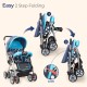 LuvLap Sunshine Baby Stroller/Pram for 0 to 3 Years, New Born/Toddler/Kid, 5 Point Safety Harness, Adjustable backrest, 360° Swivel Wheel, Large Storage Basket, Reversible Handlebar (Blue)