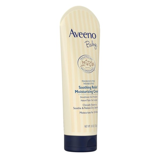 Aveeno Baby Soothing Relief Moisture Cream 227g | 24-Hour Protection for Dry, Itchy or Sensitive Skin | Natural oat extract | Fragrance-free, paraben-free, Hypoallergenic | US #1 Pediatrician recommended