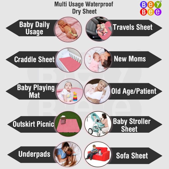 BeyBee Waterproof Quick Dry Sheet for Baby| Bed Pad Anti-Piling Fleece Extra Absorbent Washable Matress Protector| Baby Bed Protector Sheet for Toddler Children, Small Size, 50x70cm, Sea Blue