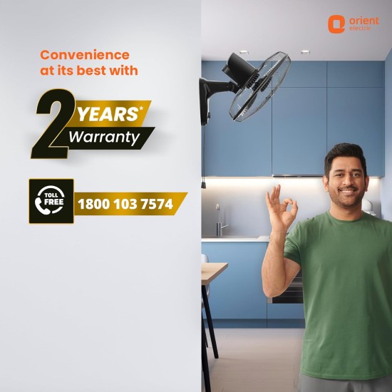 Orient Electric 400 MM Wall-44 Trendz Mount Fan | Wall Mount Fan for Home & Kitchen | Powerful Motor with High Air Delivery |Smooth Oscilation, 3-Speed Control | 2 Years Warranty | Slate Grey
