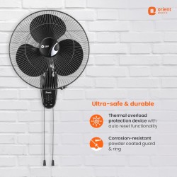 Orient Electric 400 MM Wall-44 Trendz Mount Fan | Wall Mount Fan for Home & Kitchen | Powerful Motor with High Air Delivery |Smooth Oscilation, 3-Speed Control | 2 Years Warranty | Slate Grey Orient Electric 400 MM Wall-44 Trendz Mount Fan | Wall Mount Fan for Home & Kitchen | Powerful Motor with High Air Delivery |Smooth Oscilation, 3-Speed Control | 2 Years Warranty | Slate Grey