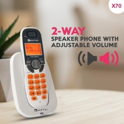 Beetel X70 Expandable Cordless Landline Phone, 2.4GHz Frequency, 2 Way Speaker Phone, Ringer Volume, LED Notification for Ringer and Charging (X70)(White)