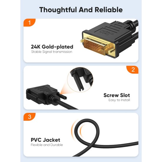 CableCreation DVI to HDMI Cable, 5ft HDMI Male to DVI-D Male Bi-Directional Adapter Cable, HDMI to DVI-D 24+1 High Speed Cable Support 1080P HD for Raspberry Pi, Roku, Xbox One, PS5 CableCreation DVI to HDMI Cable, 5ft HDMI Male to DVI-D Male Bi-Directional Adapter Cable, HDMI to DVI-D 24+1 High Speed Cable Support 1080P HD for Raspberry Pi, Roku, Xbox One, PS5