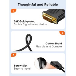 CableCreation HDMI to DVI Cable Bi-Directional, HDMI Male to DVI(24+1) Male Braid Cable, Support 1080P FHD Compatible with Steam Deck,Xbox, PS4/PS5, Laptop, NS, Gaming Monitor Black 5FT CableCreation HDMI to DVI Cable Bi-Directional, HDMI Male to DVI(24+1) Male Braid Cable, Support 1080P FHD Compatible with Steam Deck,Xbox, PS4/PS5, Laptop, NS, Gaming Monitor Black 5FT