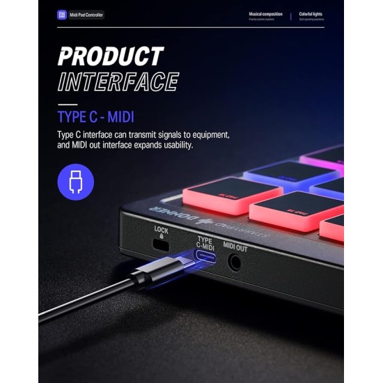 Donner MIDI Pad Controller Keyboard USB Type-C, Professional Drum Pad Machine Beat Maker with 16 Pads, MIDI Out, 2 Assignable Faders and Buttons (STARRYPAD MINI, Black) Donner MIDI Pad Controller Keyboard USB Type-C, Professional Drum Pad Machine Beat Maker with 16 Pads, MIDI Out, 2 Assignable Faders and Buttons (STARRYPAD MINI, Black)