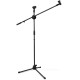 Powerpak MS-1001 3 Leg Boom Dual Microphone Stand with Dual Mic Clip Holders | for Studio Recording, Speech, Stage,Outdoor Activities (Black)