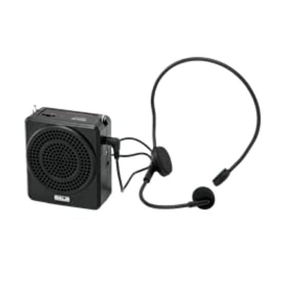 Ahuja NBA-15 Portable Rechargeable Speaker with 1 No Neckband Microphone, Black, 340GMS