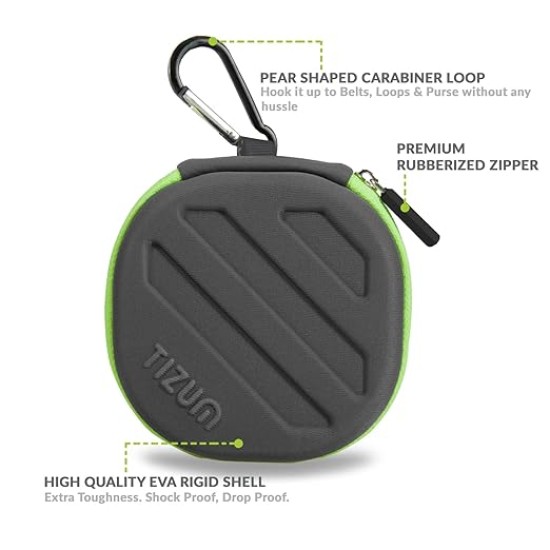 tizum Headphone Carrying Case - Multi Purpose Pocket Storage with Carabinr Hook, Travel Organizer for Headphone, Pen Drives, Memory Card, Cable (Grey)