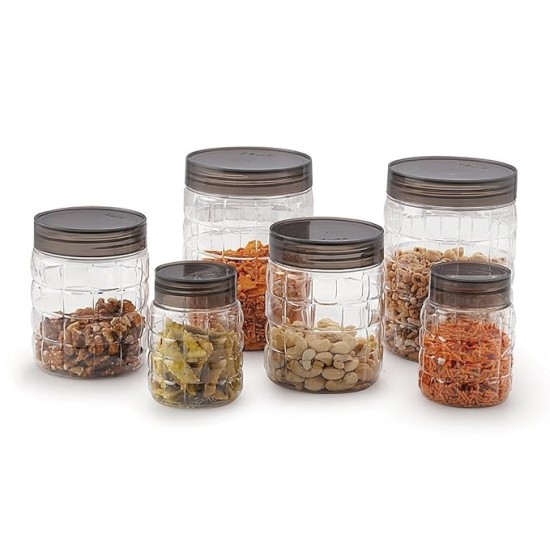 CELLO Checkers Pet Plastic Airtight Canister Set | Food grade and BPA free canisters | Air tight seal & Stackable Transparent | 300ml x 6, 650ml x 6, 1200 x 6, Set of 18 CELLO Checkers Pet Plastic Airtight Canister Set | Food grade and BPA free canisters | Air tight seal & Stackable Transparent | 300ml x 6, 650ml x 6, 1200 x 6, Set of 18