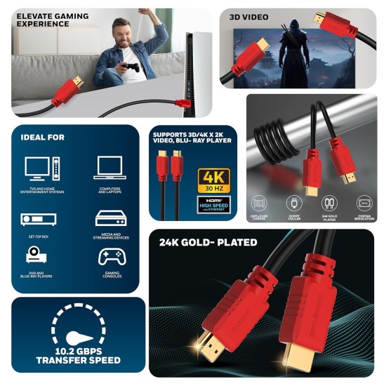 Honeywell HDMI Cable v1.4 with Ethernet, 3D/4Kx2K Ultra HD Resolution,49.2ft/15 Meter, 10.2 GBPS Transmission Speed, Compatible with All HDMI Devices Laptop Desktop TV Set-top Box Gaming Console-Black Honeywell HDMI Cable v1.4 with Ethernet, 3D/4Kx2K Ultra HD Resolution,49.2ft/15 Meter, 10.2 GBPS Transmission Speed, Compatible with All HDMI Devices Laptop Desktop TV Set-top Box Gaming Console-Black