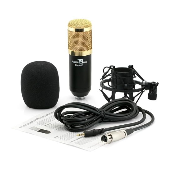 Powerpak Bm 800 Black Professional Condenser Microphone Mic Sound Studio Recording Dynamic (Requires Phantom Power) - Xlr