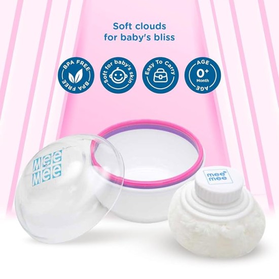Mee Mee Soft-Feel Blue Powder Puff with with Box Holder Container for New Born and Kids | Gentle Touch for Your Little One's Skin | BPA-Free (Single Pack) Mee Mee Soft-Feel Blue Powder Puff with with Box Holder Container for New Born and Kids | Gentle Touch for Your Little One's Skin | BPA-Free (Single Pack)