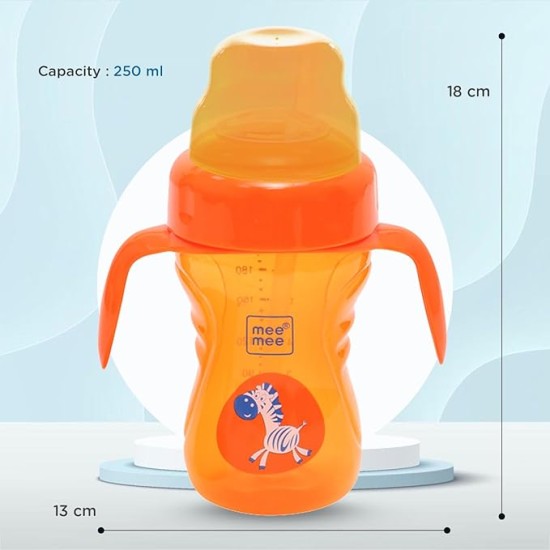 Mee Mee Baby Trainer Sippy Cup | Soft Spout, Leakproof Sipper for Toddlers | Dual Handle for Easy Grip | Non -Toxic, Lightweight & BPA Free, Orange (210 Ml)