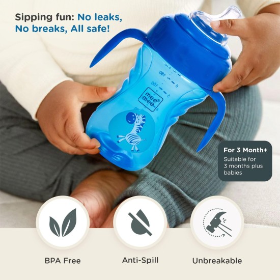 Mee Mee 2 in 1 Spout and Straw Sipper Cup for Meal | BPA-Free, Anti Spill and Unbreakable | Easy to Hold Detachable Handle | Anti Leak Lock Bottle with Cap for Kids | 210ml (Blue) Mee Mee 2 in 1 Spout and Straw Sipper Cup for Meal | BPA-Free, Anti Spill and Unbreakable | Easy to Hold Detachable Handle | Anti Leak Lock Bottle with Cap for Kids | 210ml (Blue)