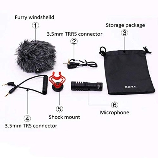BOYA by-MM1 Universal Cardiod Shotgun Microphone Mini Mic for iOS iPhone 8 8 Plus 7 7 Plus 6 6s Mac iPad Tablet Canon Nikon DSLR Camera Camcorder