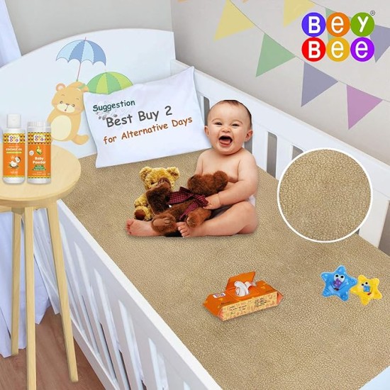 Beybee Quick Dry Baby Bed Protector Waterproof Sheet - Medium (Beige)