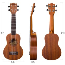 Juarez JRZ21UK 21" Soprano Ukulele Kit, AQUILA Strings, Sapele Body, Rosewood Fingerboard, Matte Finish, with Bag and Picks, Natural