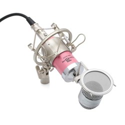 Powerpak BM 8000 Pink Condenser Sound Studio Recording Broadcasting Microphone+Pop Filter+Shock Mount (Requires Phantom Power or Sound Card)