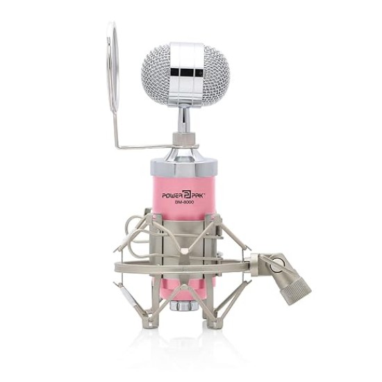Powerpak BM 8000 Pink Condenser Sound Studio Recording Broadcasting Microphone+Pop Filter+Shock Mount (Requires Phantom Power or Sound Card) Powerpak BM 8000 Pink Condenser Sound Studio Recording Broadcasting Microphone+Pop Filter+Shock Mount (Requires Phantom Power or Sound Card)