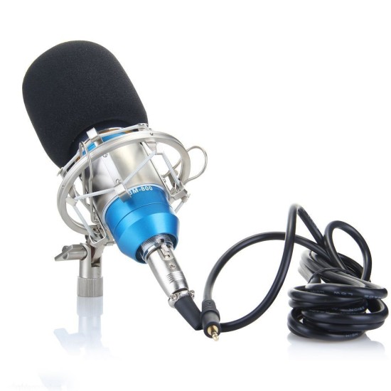 Powerpak Bm 800 Blue Professional Condenser Microphone With Metal Shock Mount (Requires Phantom Power Or Sound Card) - Usb