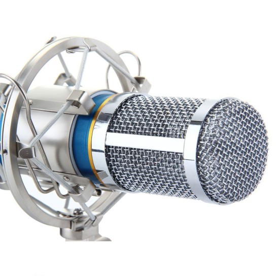 Powerpak Bm 800 Blue Professional Condenser Microphone With Metal Shock Mount (Requires Phantom Power Or Sound Card) - Usb