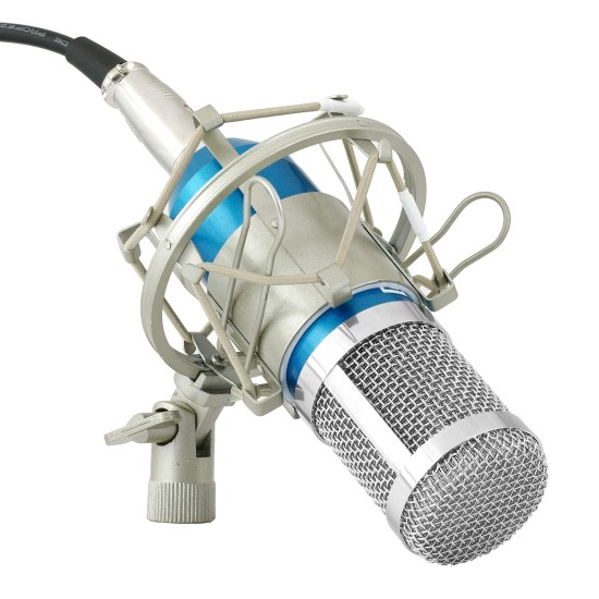 Powerpak Bm 800 Blue Professional Condenser Microphone With Metal Shock Mount (Requires Phantom Power Or Sound Card) - Usb