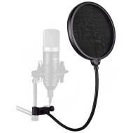 Juârez PF-100 6-inch Studio Microphone Pop Filter Shield Mask, Double Mesh Wind Screen with 360° Flexible Gooseneck and Quick Mount or Release Clamp for Recording, Singing and Broadcast Studio