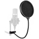Juârez PF-100 6-inch Studio Microphone Pop Filter Shield Mask, Double Mesh Wind Screen with 360° Flexible Gooseneck and Quick Mount or Release Clamp for Recording, Singing and Broadcast Studio